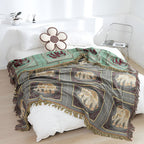 Bohemian Elephant Print Tassel Blanket — alternate angle view