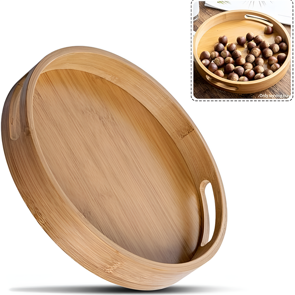 Bamboo Wood Round Serving Tray — main product photo