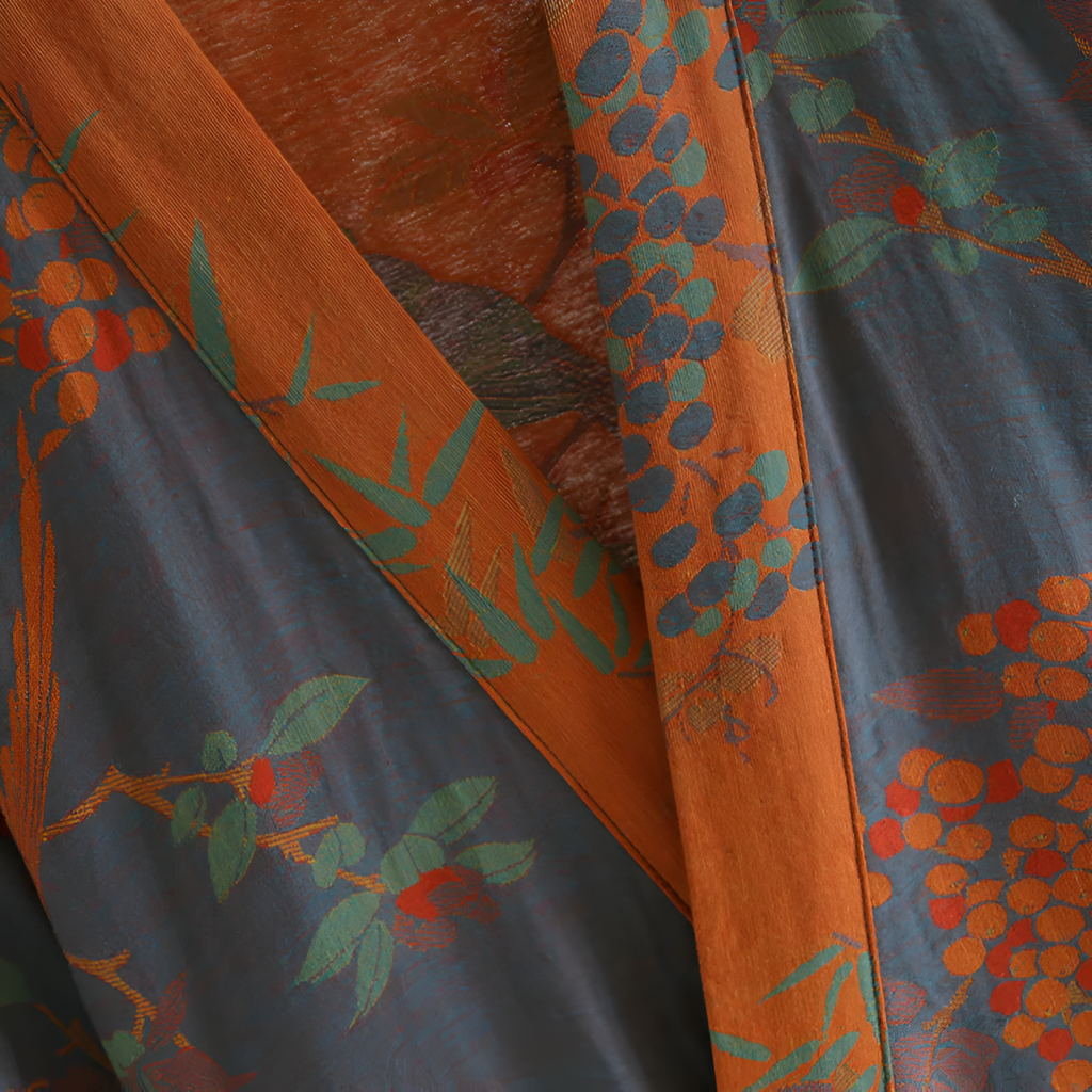 Retro Cotton Gauze Bathrobe — product detail view