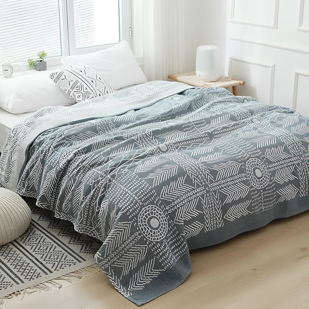 Zen Path Reversible Minimalist Coverlet — alternate angle view