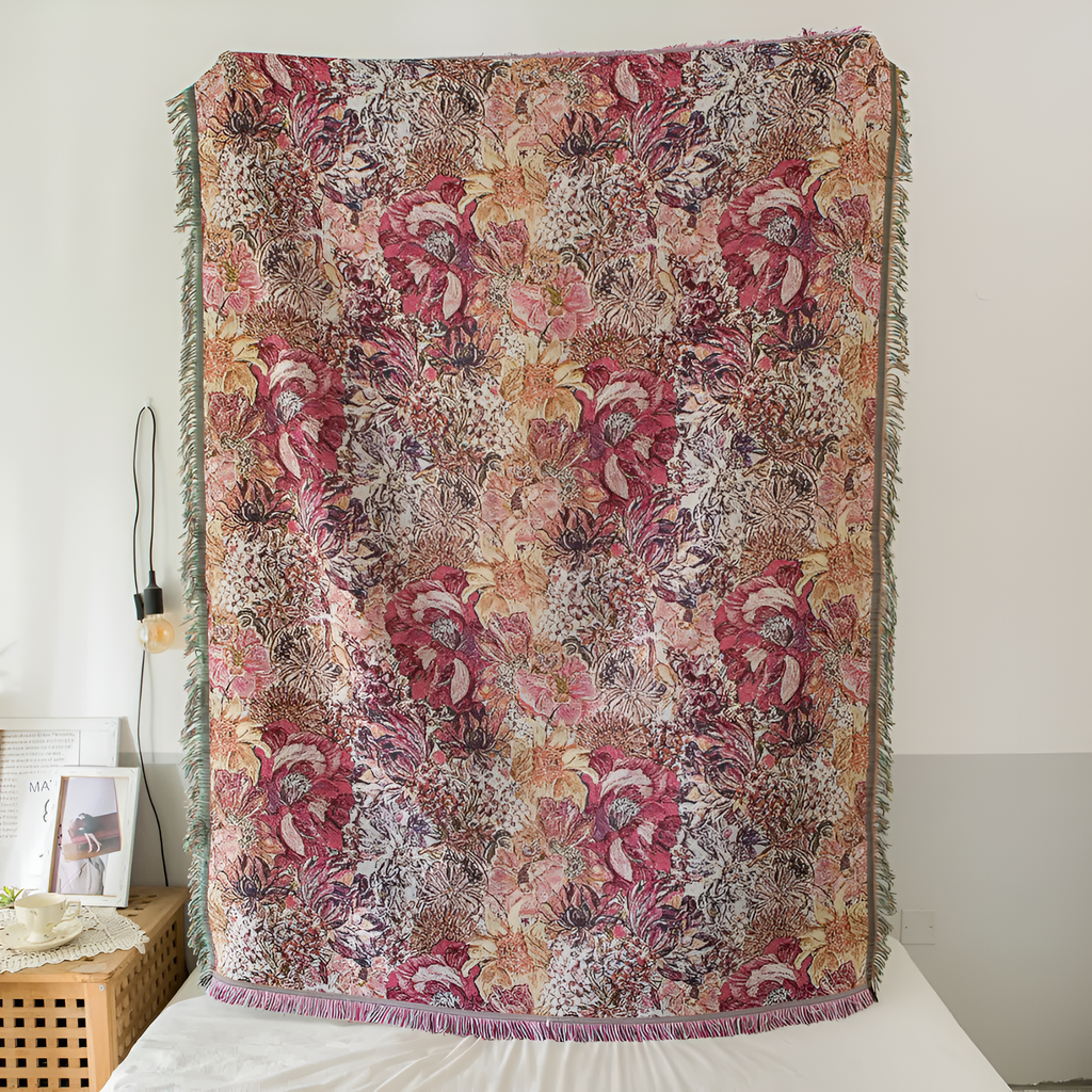 Vintage Floral Tassel Throw Blanket — main product photo