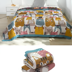 Whimsical Cat-Themed Reversible Blanket — product in use