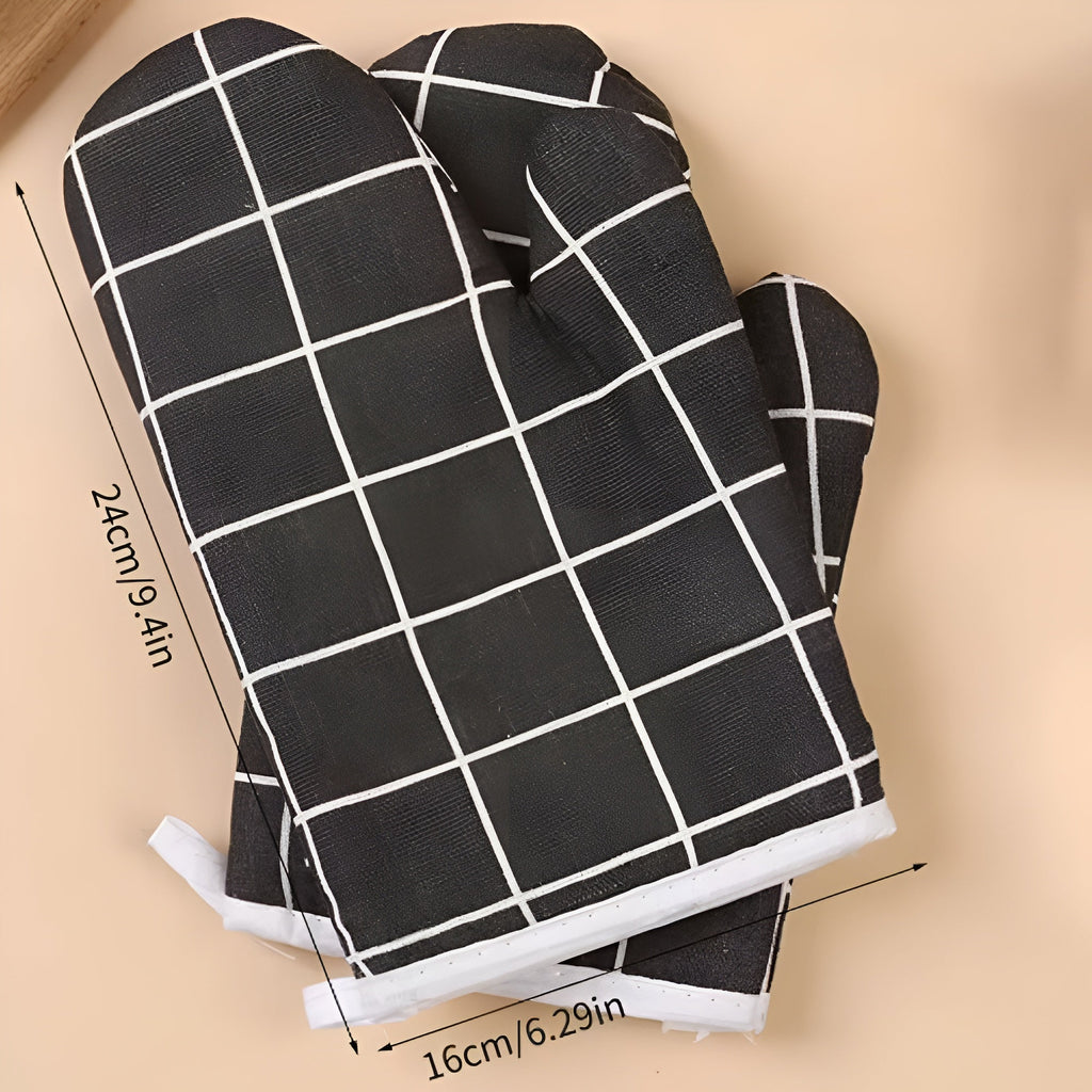 Heatproof Grid Pattern Kitchen Mitts — product feature detail