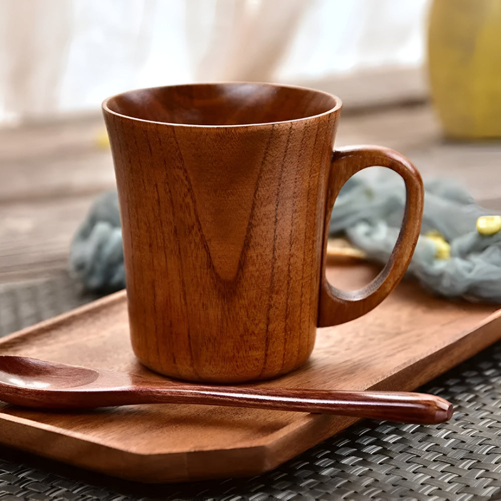 Rustic Japanese Style Wooden Mug — product detail view