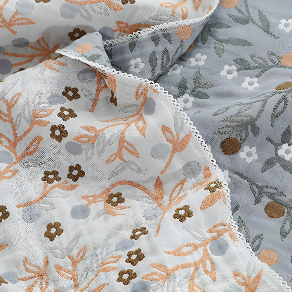 Leafy Floral Cotton Gauze Blanket — product detail view