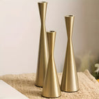 Sleek Nordic Brass Waist Candlestick| 3pcs Set — product detail view
