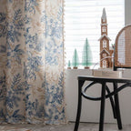 Farmhouse Botanical Blue Floral Curtain — product detail view