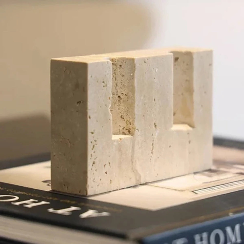 Dual Travertine Taper Candle Holder — additional view