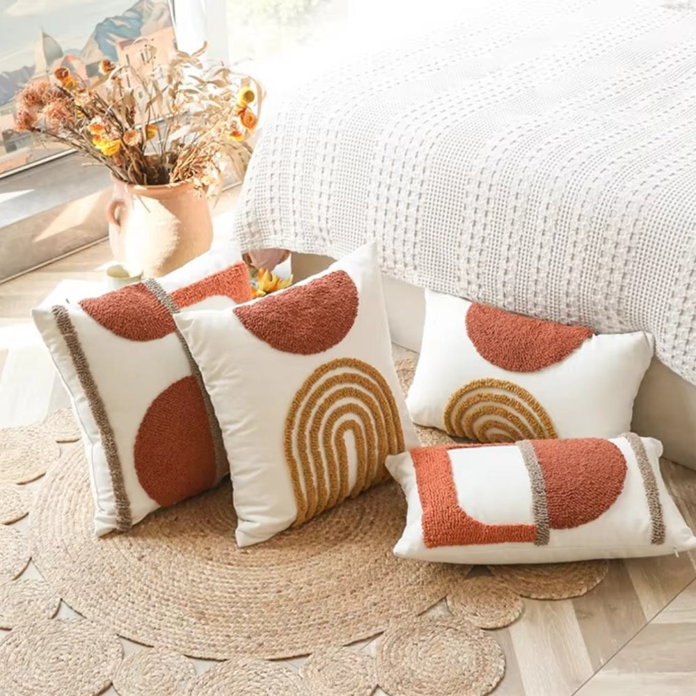 Eden Geometric Embroidery Cushion Cover — product detail view