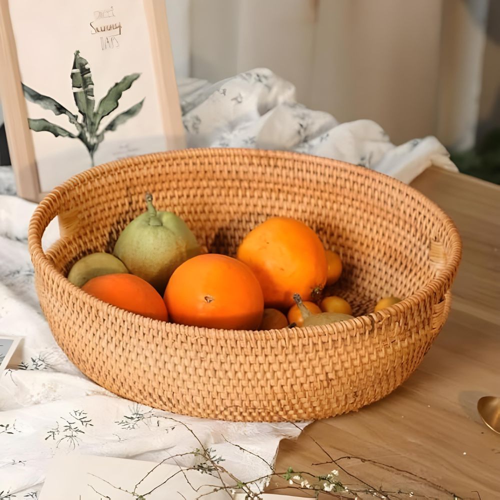 Artisanal Woven Rattan Oval Tray — product close-up