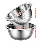 Rinse Mix Stainless Colander Duo Set — size and scale reference