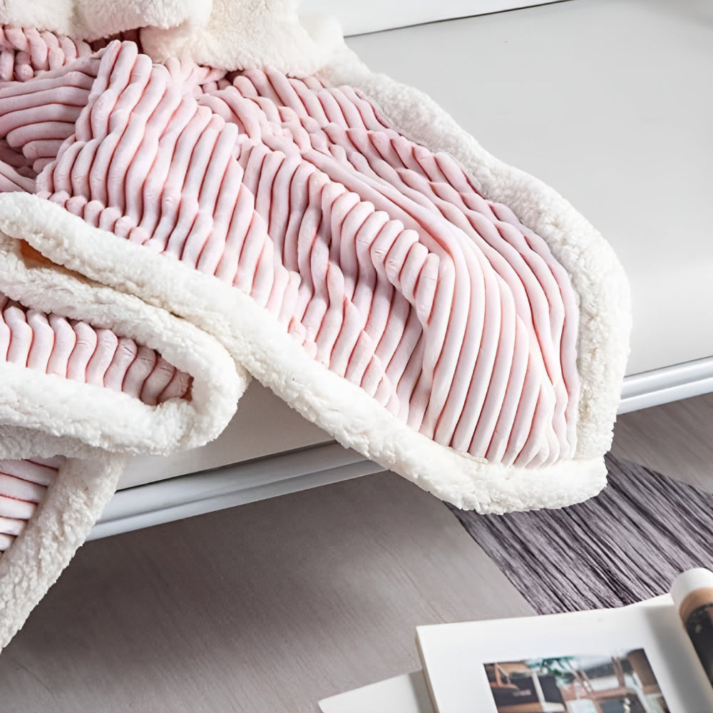 Fluffy Stripes Sherpa Blanket — product detail view