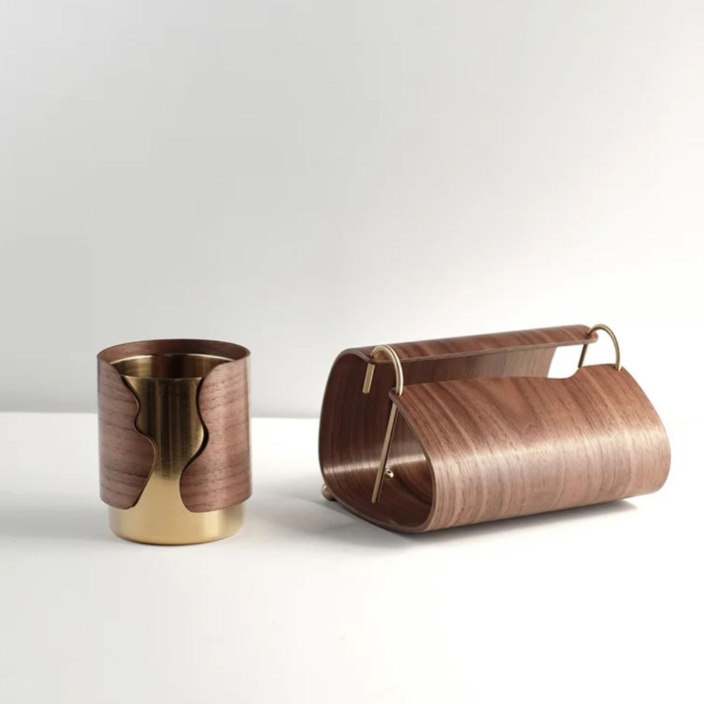 Wooden Brass Tissue Holder — product close-up
