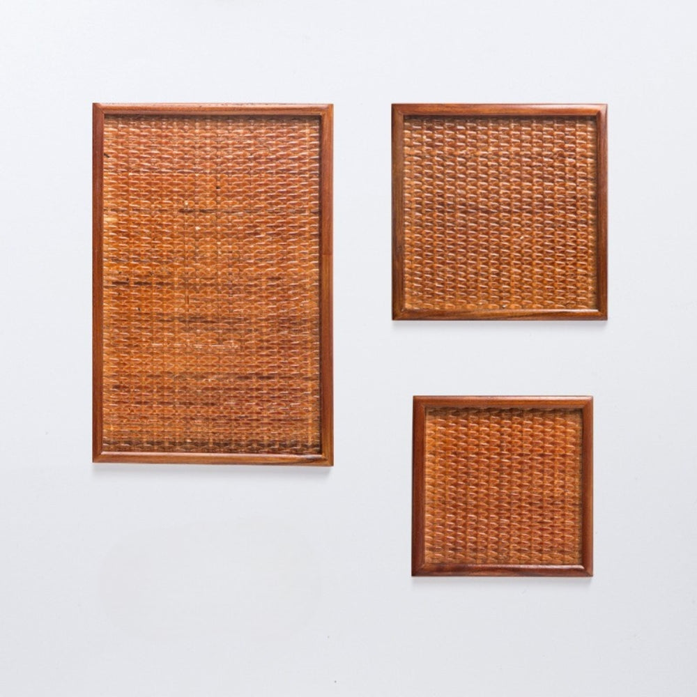 Artisanal Rattan Wooden Tea Tray — size and scale reference