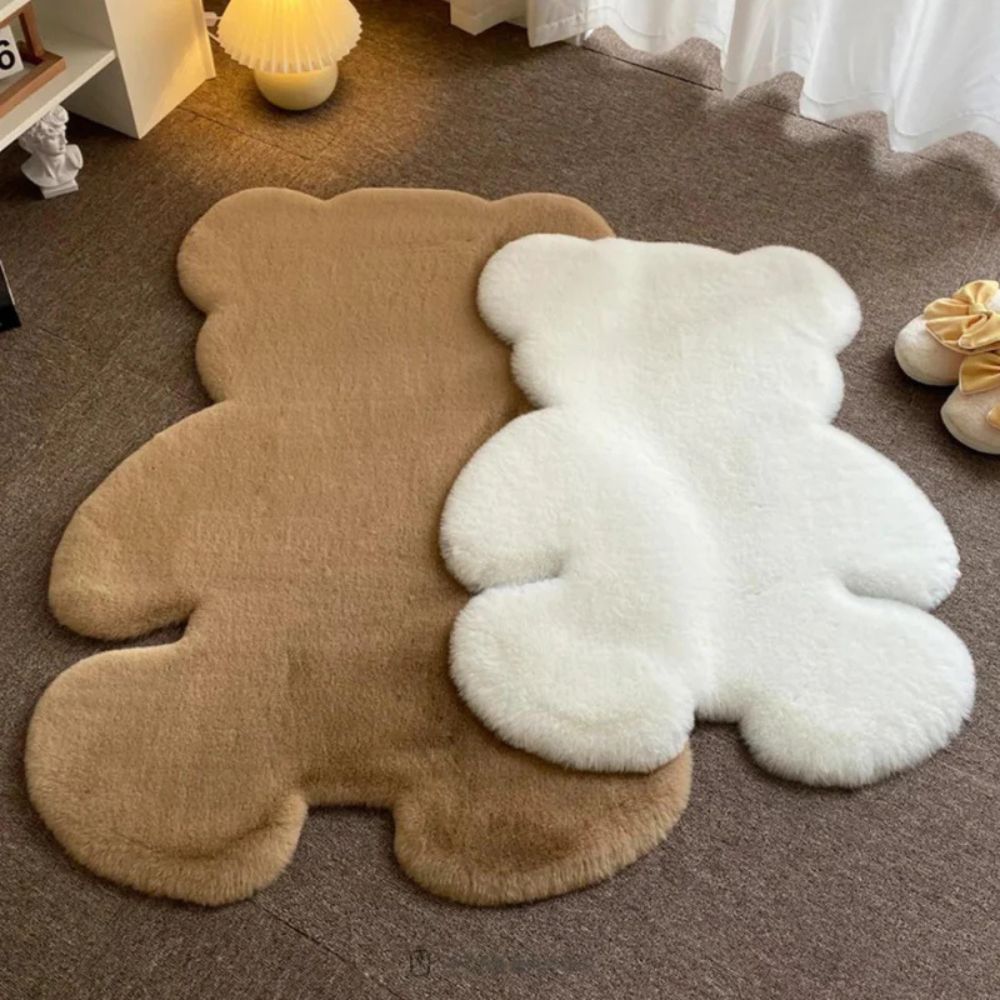 Fluffy Charm Teddy Bear Rug — product in use