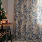 Farmhouse Botanical Blue Floral Curtain — product in use