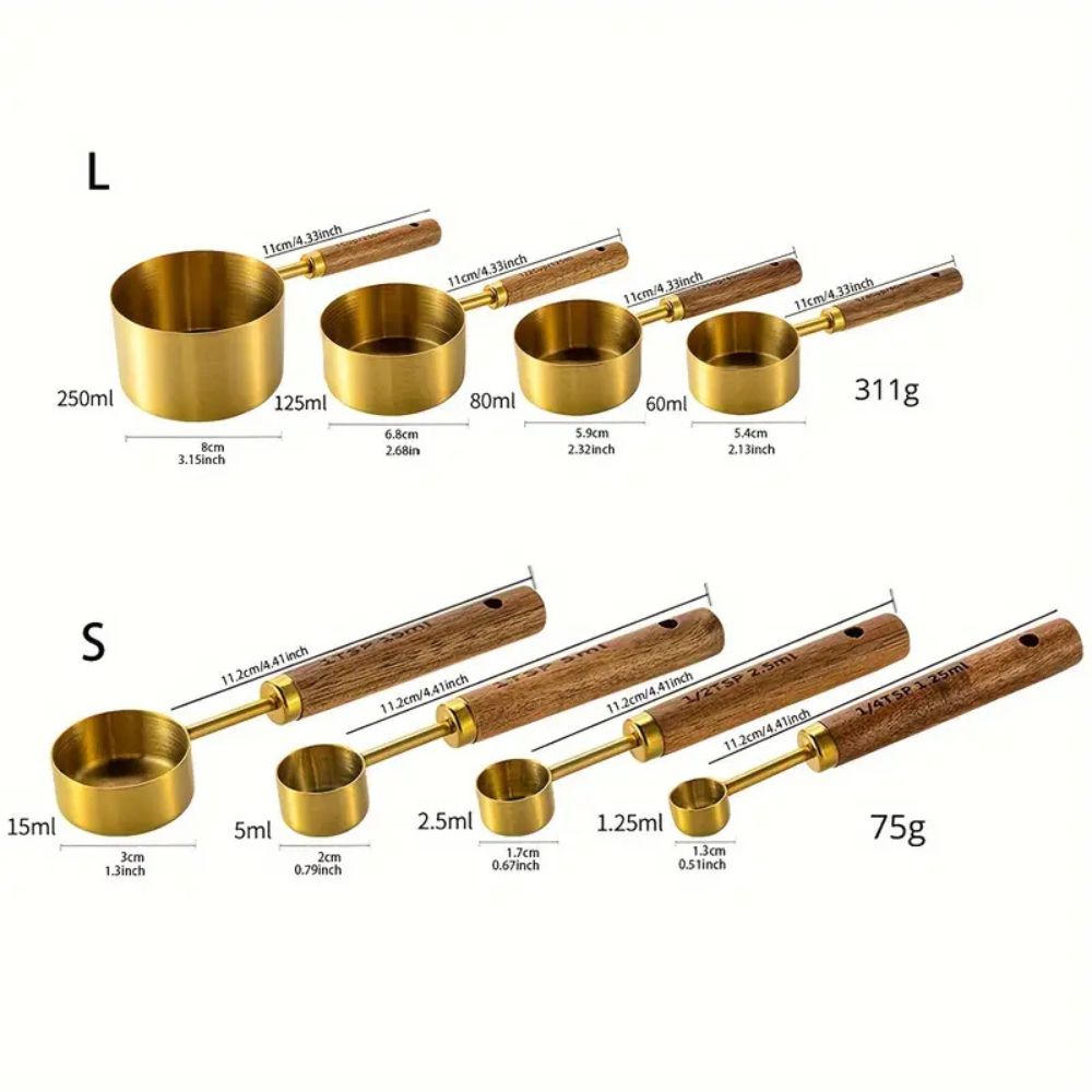 Golden Measuring  Spoon Set — size and scale reference