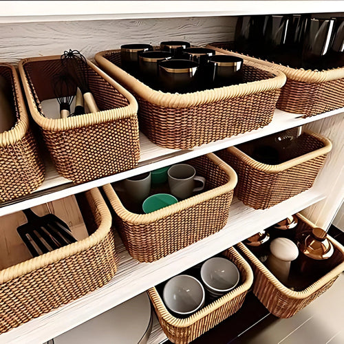 Artisan Rectangular Rattan Storage Basket — product detail view