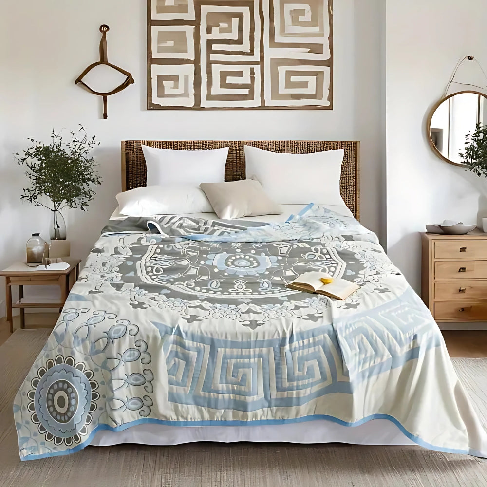 Breathable Cotton Geometric Design Blanket — alternate angle view