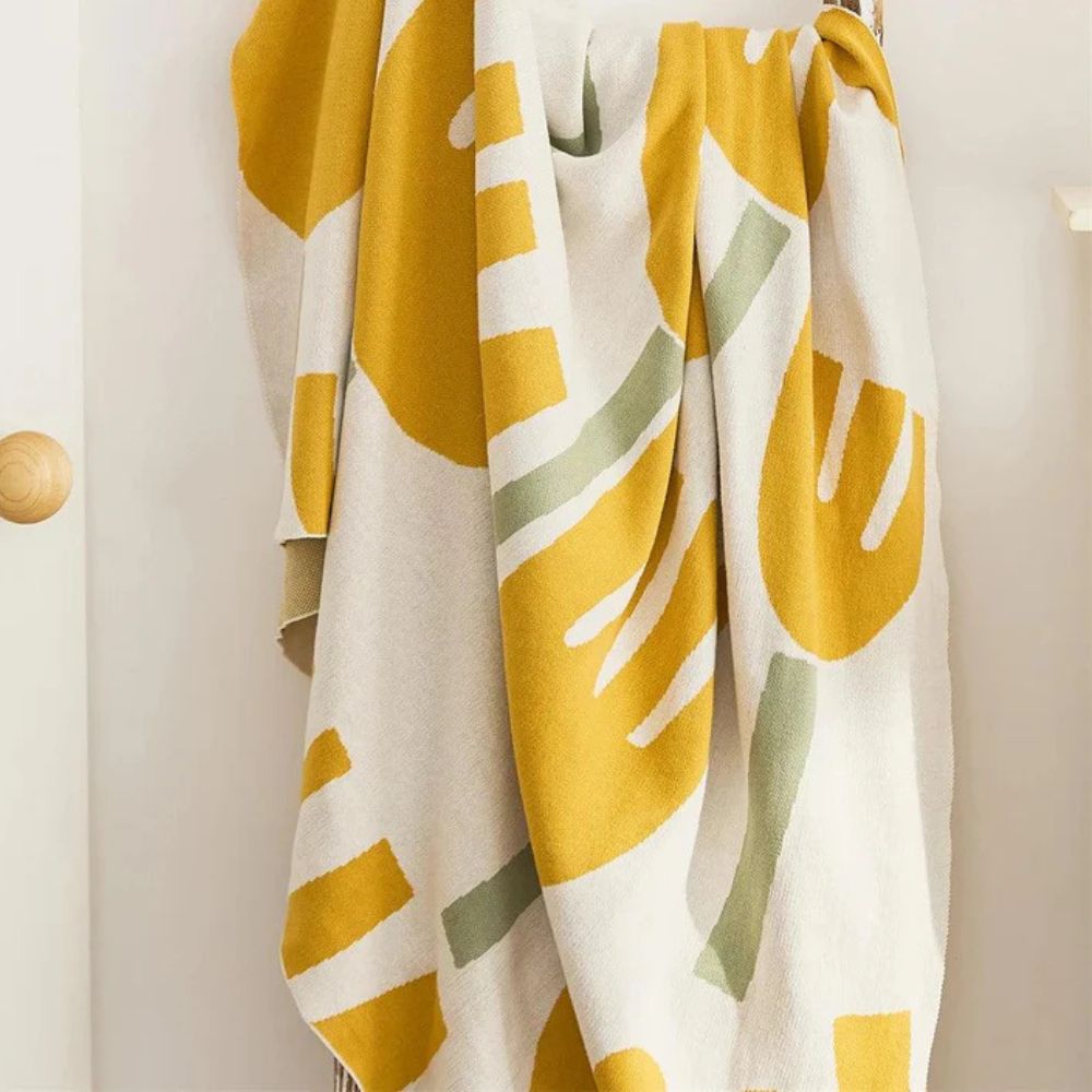 Spring Tulip Floral Knitted Blanket — product in use