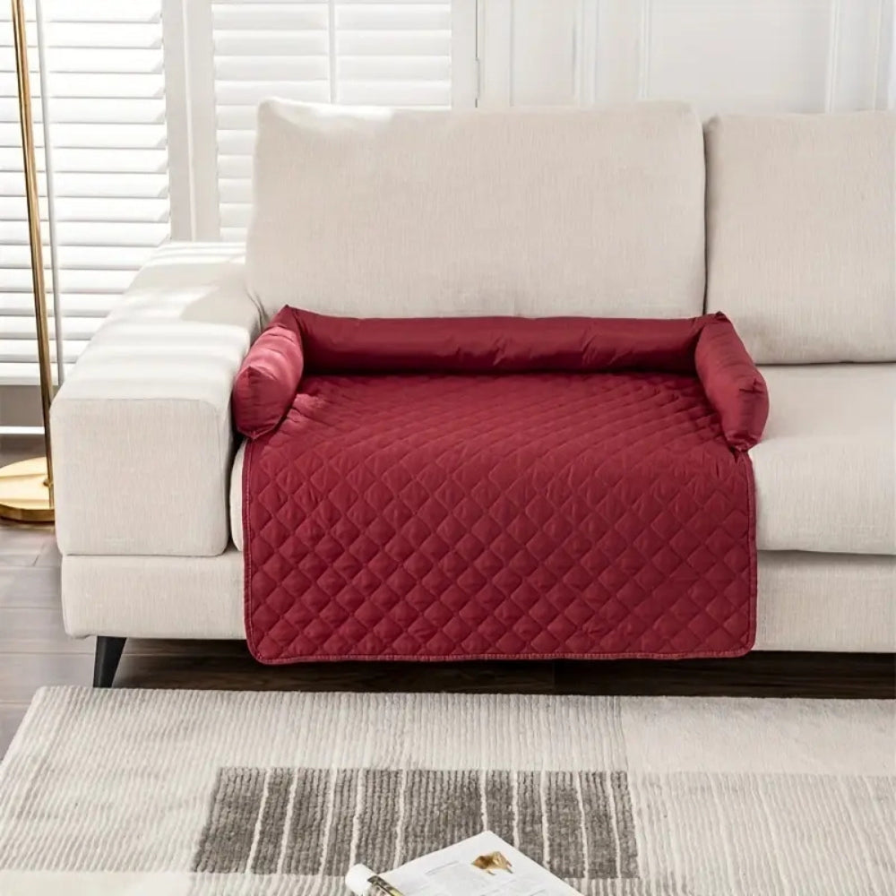 Bolstered Quilted Pet Sofa Protector — product detail view