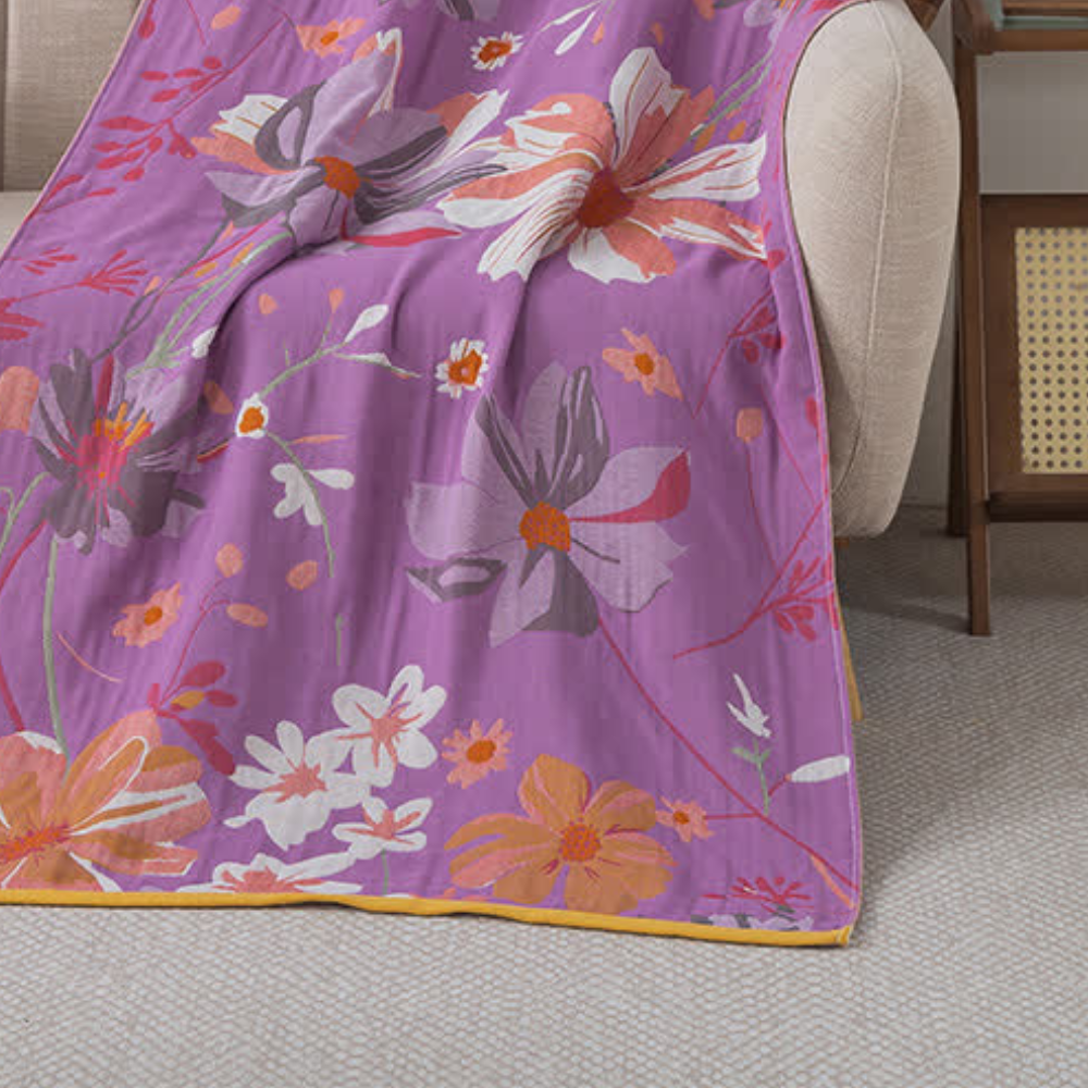Purple Wildflower Cotton Bath Towel — main product photo