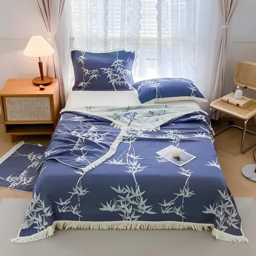 Bamboo Cotton Reversible Jacquard Throw — product detail view