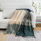 Floral Tassel Knit Bohemian Blanket — main product photo