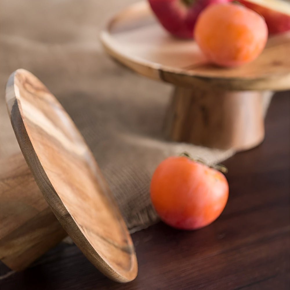 High Stand Wooden Cake Plate — additional view