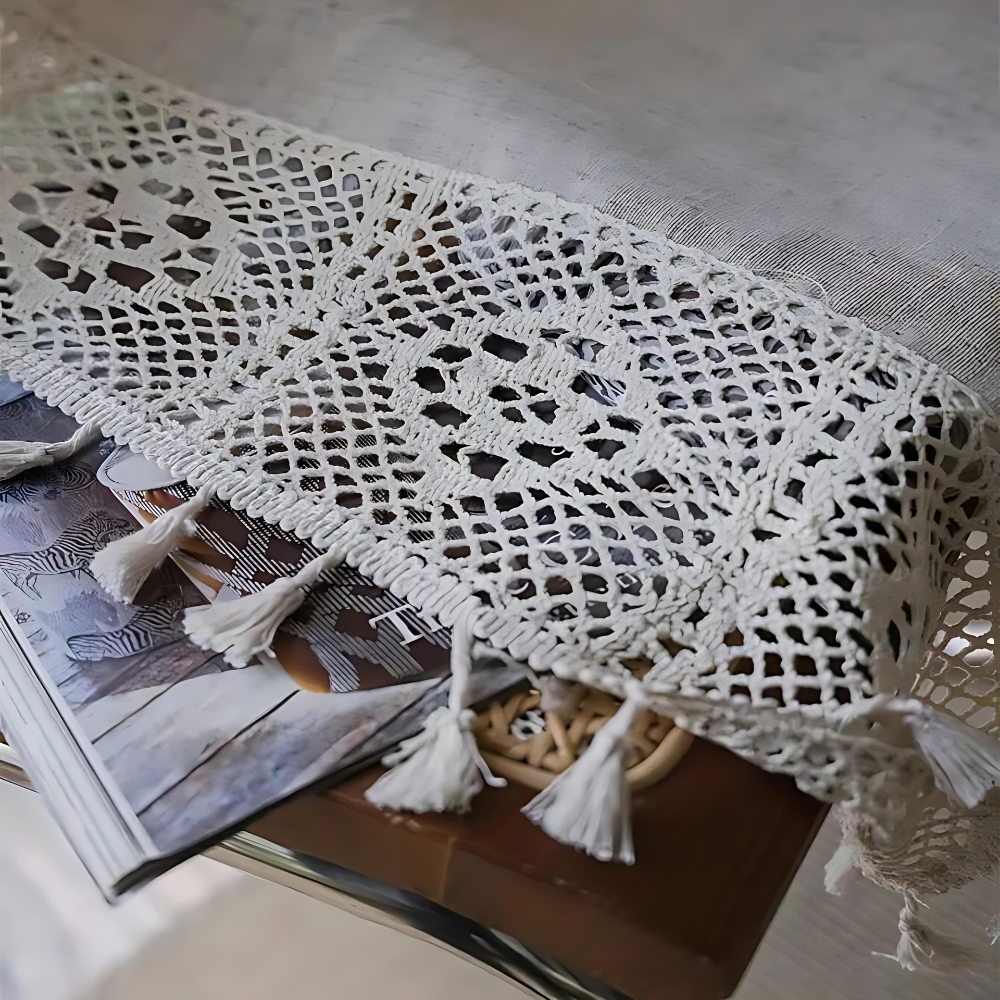 Farmhouse Chic Linen Geometric Curtain — product detail view