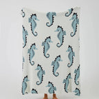 Nautical Seahorse Throw Blanket — product detail view