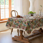 Ornate Floral Linen Tablecloth — product detail view