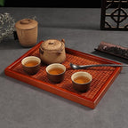 Artisanal Rattan Wooden Tea Tray — product feature detail