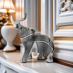 Black & White Spiral Elephant Figurine — product in use