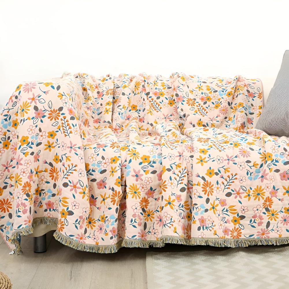 Daisy Dreamer Reversible Tassel Blanket — product detail view