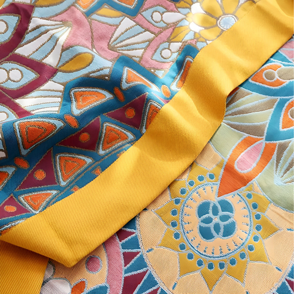 Moroccan Floral Jacquard Cotton Blanket — product detail view
