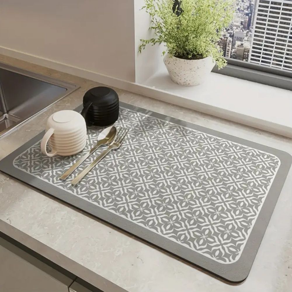 Mandala Kitchen Dish Drying Mat — alternate angle view