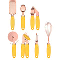 7-Piece Rose Gold Cooking Set — size and scale reference