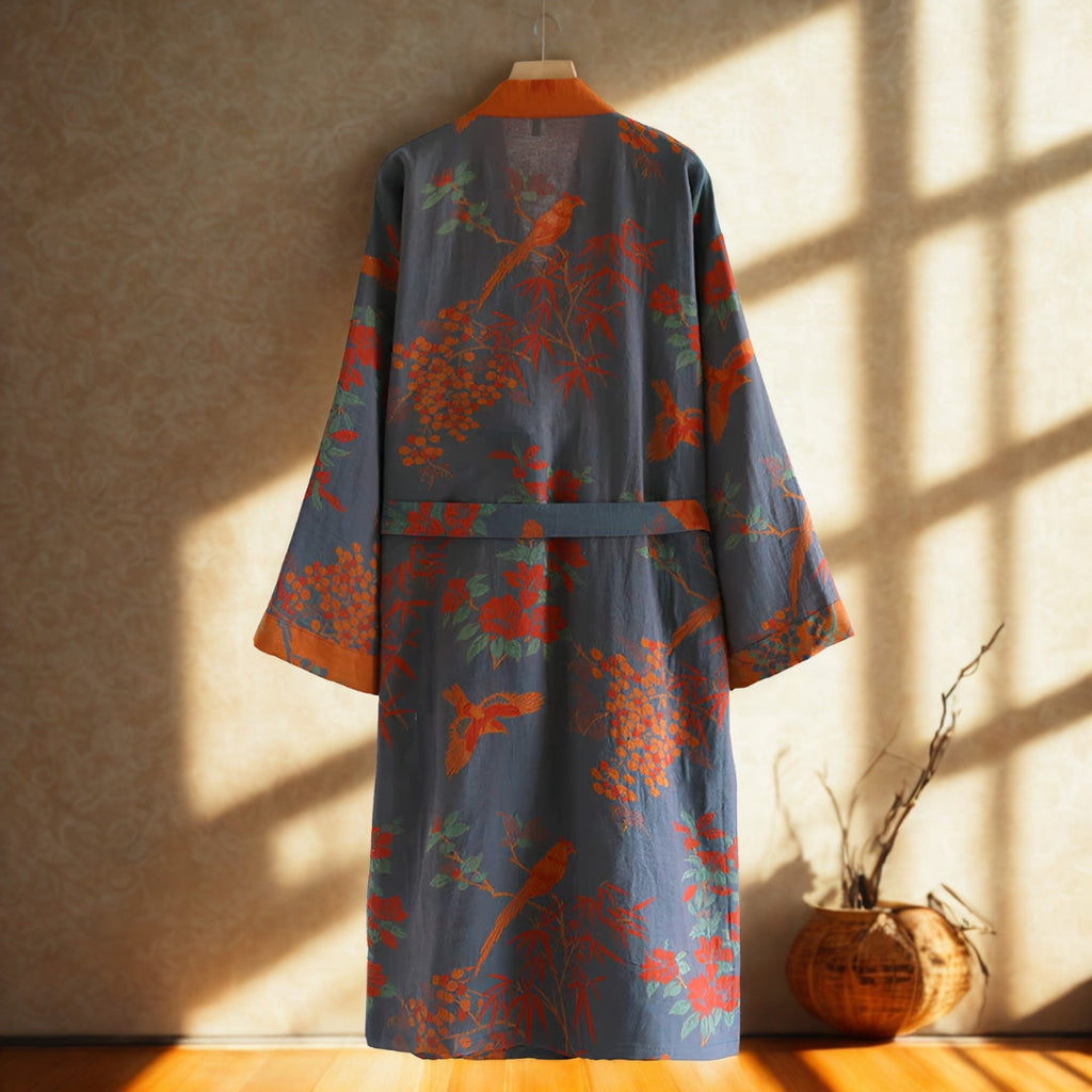 Retro Cotton Gauze Bathrobe — alternate angle view