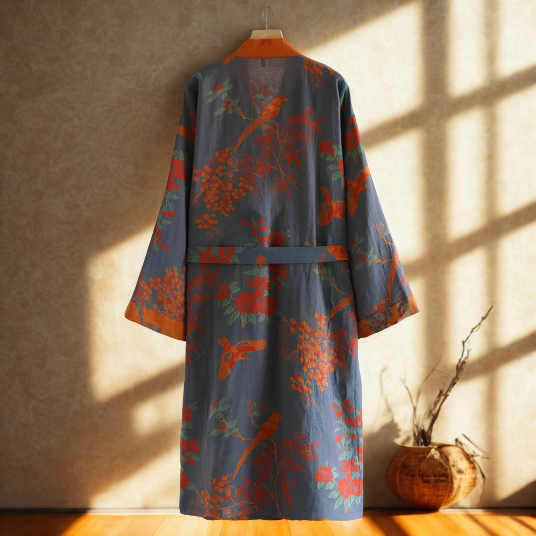 Retro Cotton Gauze Bathrobe — alternate angle view