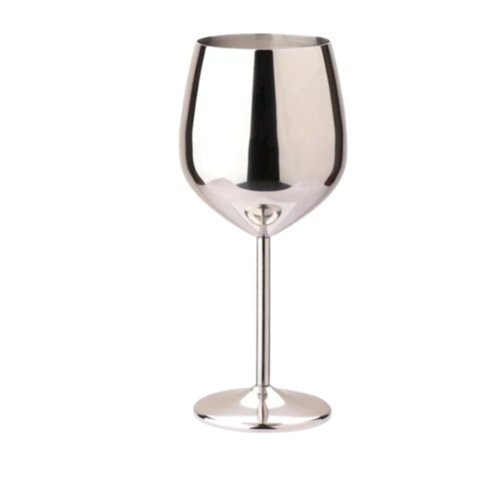 Lustrous Stainless Steel Wine Glass — material texture close-up