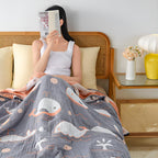 Ocean Dreams Whale Cotton Blanket — product in use