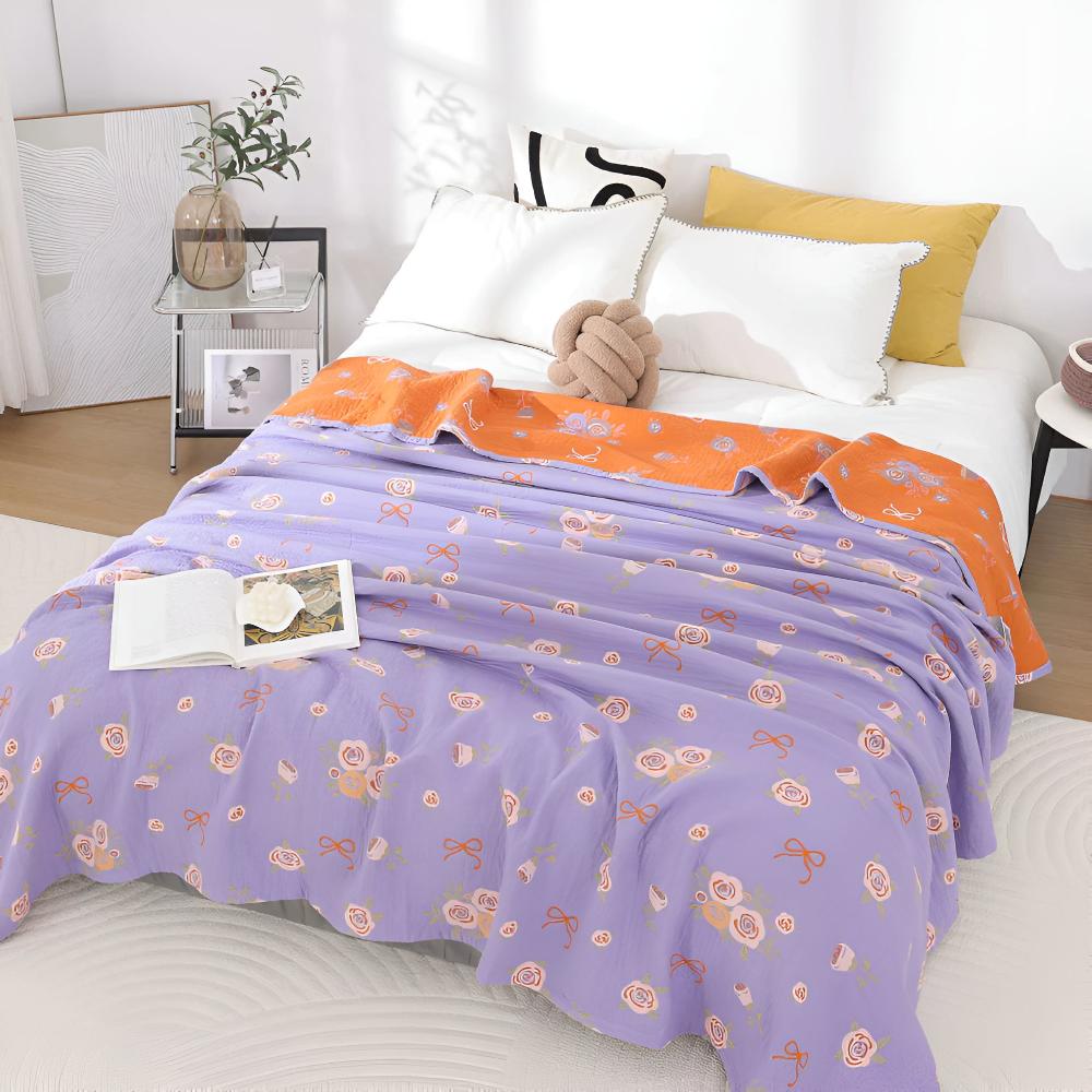 Bow-Knot and Rose Cotton Gauze Blanket — lifestyle shot