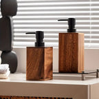 Walnut Aura Lotion & Soap Dispenser — product in use