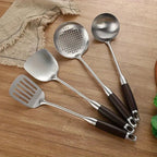 Gleaming Stainless Steel Wooden Utensils | 6Pcs Set — lifestyle shot