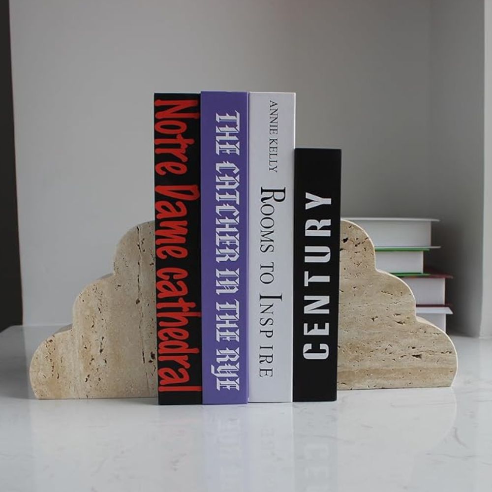 Elysian Travertine Bookends — product detail view