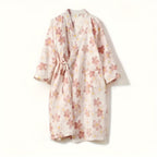 Women's Floral Pattern Cotton Bathrobe — product in use