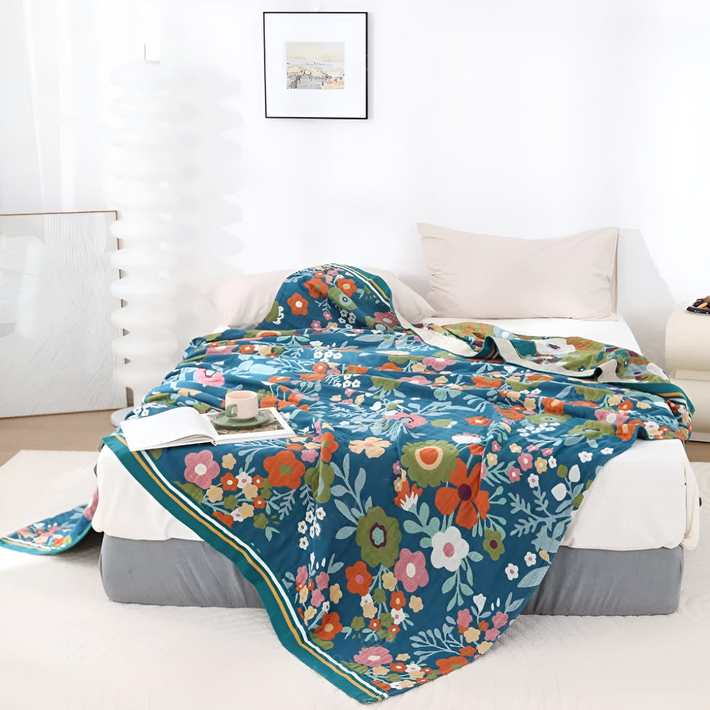 Wildflower Botanical Bliss Cotton Blanket — product detail view