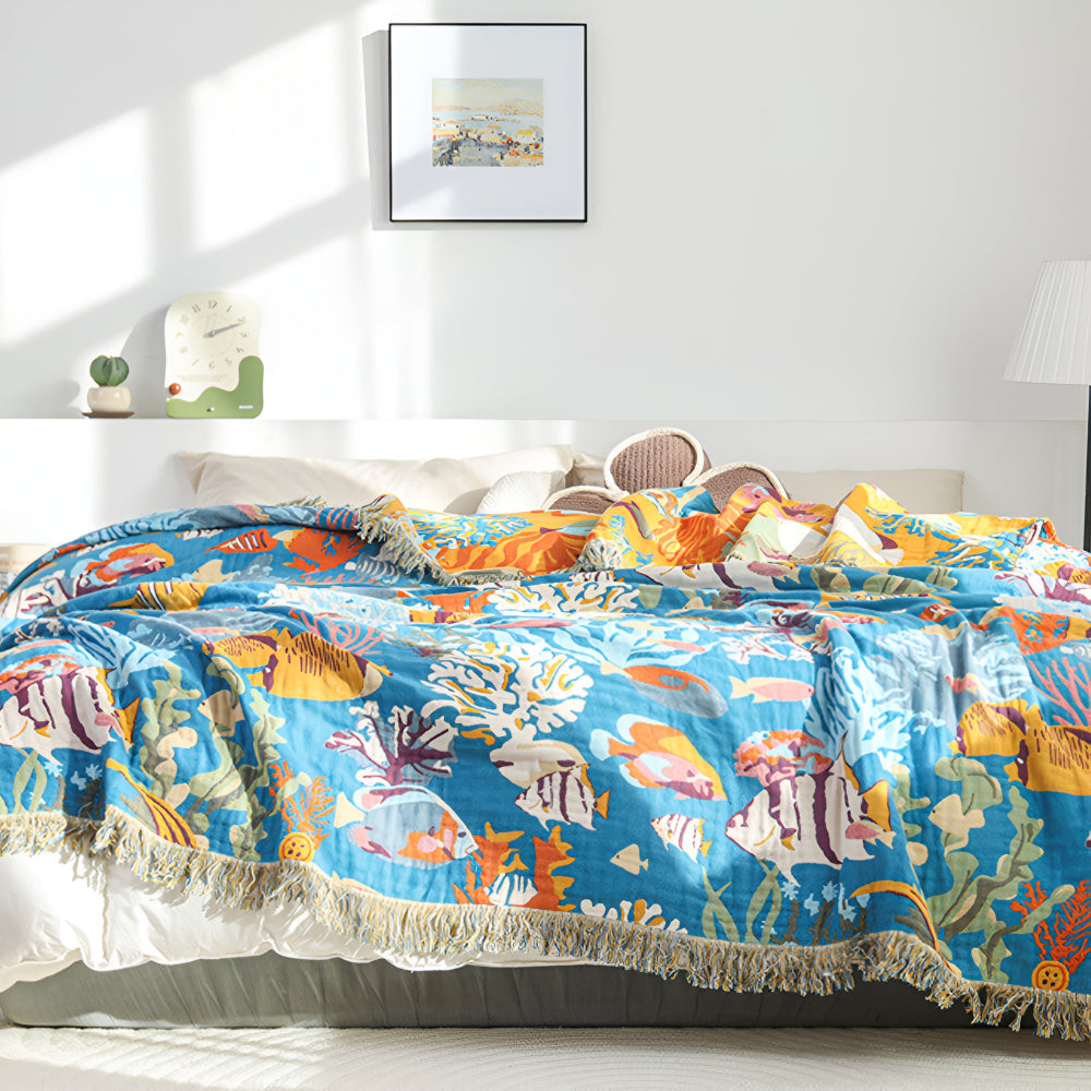 Underwater Coral Cotton Blanket — product detail view