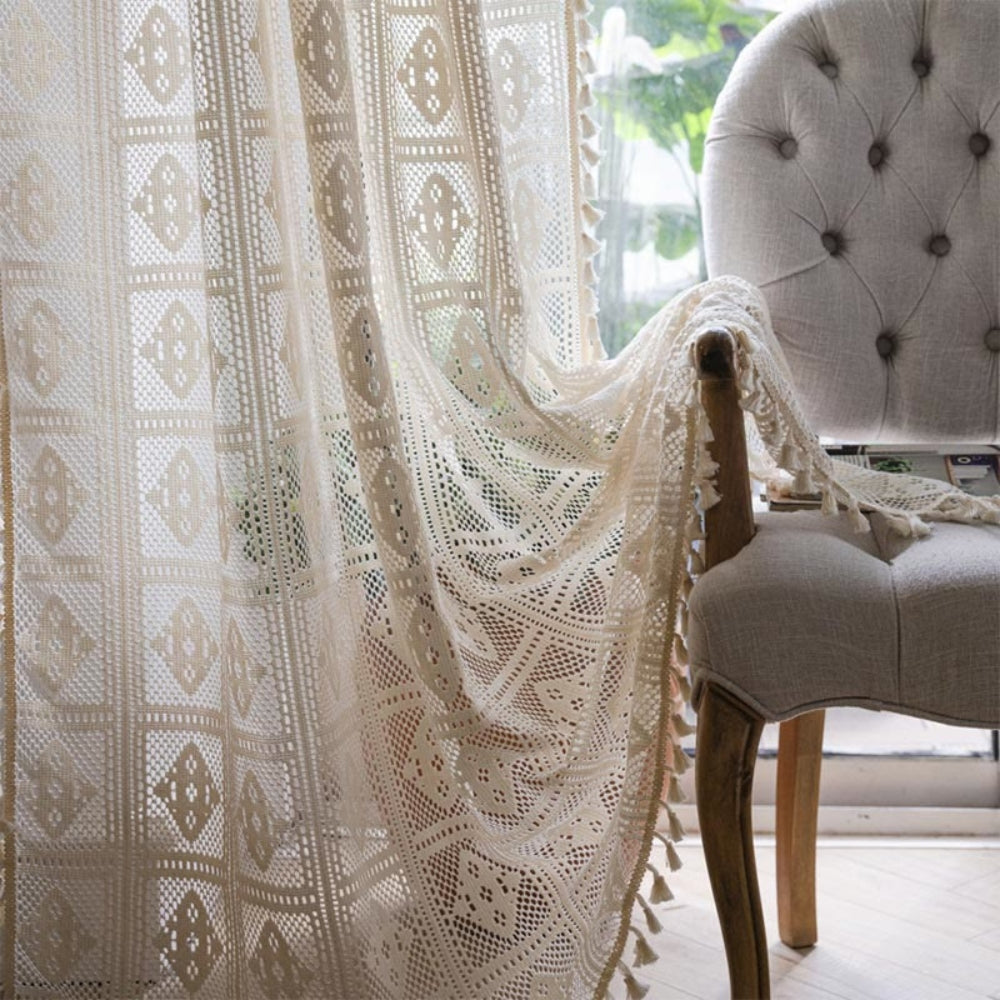 Rhombus Plaid Diamond Pattern Curtain — product detail view
